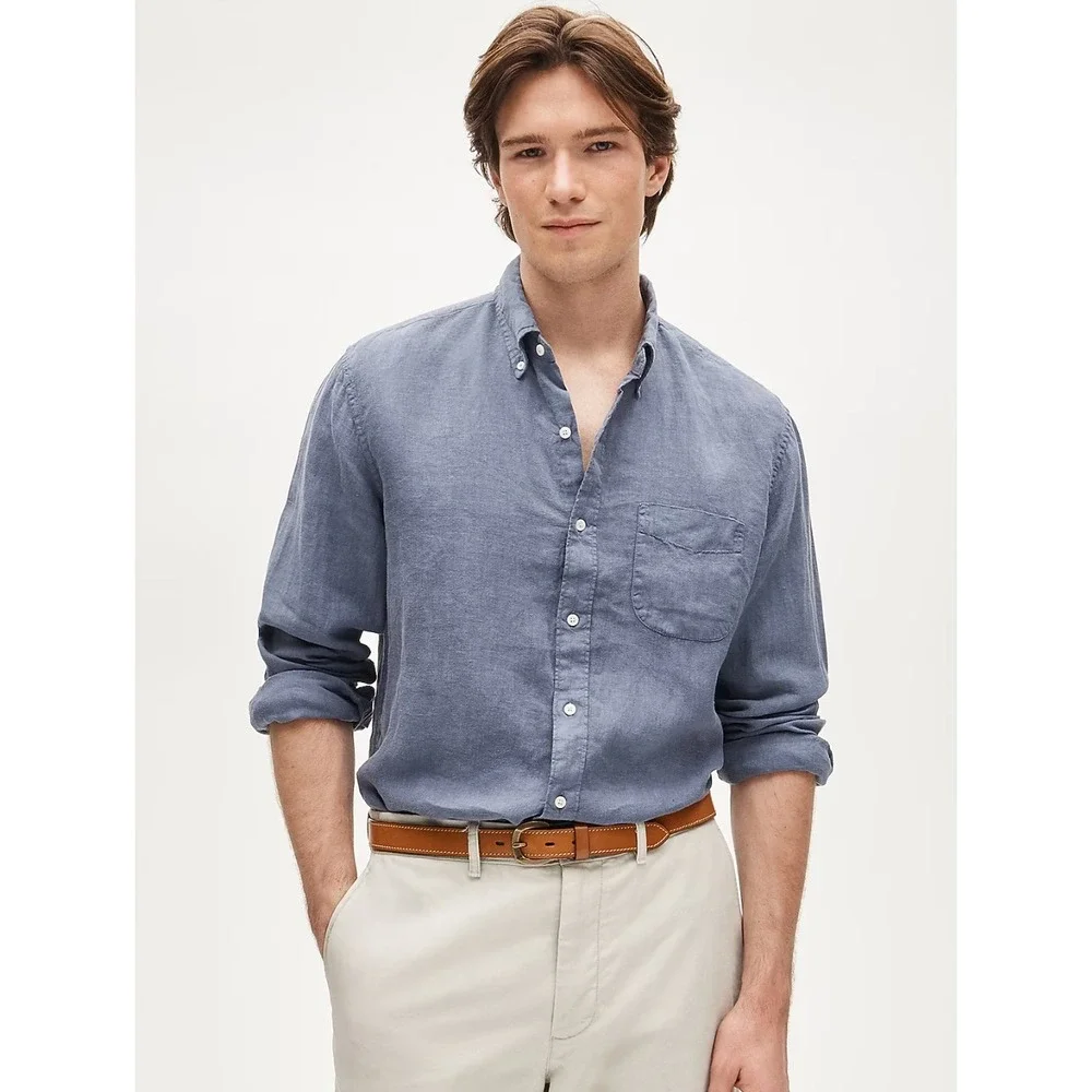 J.Crew | Baird McNutt Irish Linen Shirt in Faded Indigo Blue | Sz XL